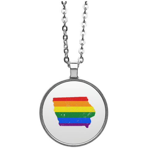 Iowa Rainbow Flag LGBT Community Pride LGBT Shirts  UN4686 Circle Necklace