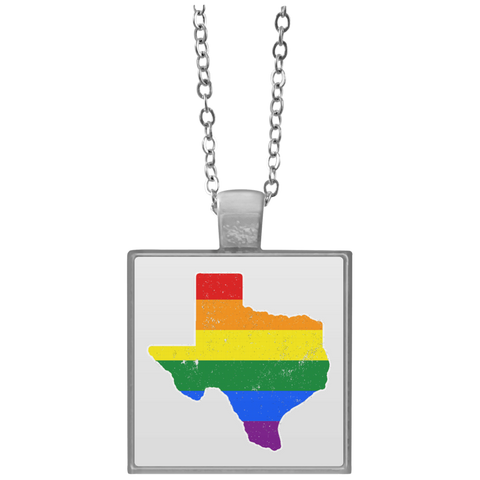 Texas Rainbow Flag LGBT Community Pride LGBT Shirts  UN4684 Square Necklace