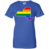 New York Rainbow Flag LGBT Community Pride LGBT Shirts  G200L Gildan Ladies' 100% Cotton T-Shirt