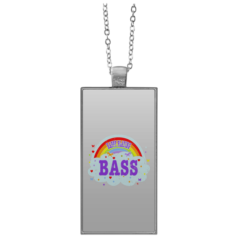 Happy-Playing-Bass-Player-T-Gift Bassist T Gift  UN4682 Rectangle Necklace