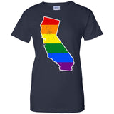 California Rainbow Flag LGBT Community Pride LGBT Shirts  G200L Gildan Ladies' 100% Cotton T-Shirt