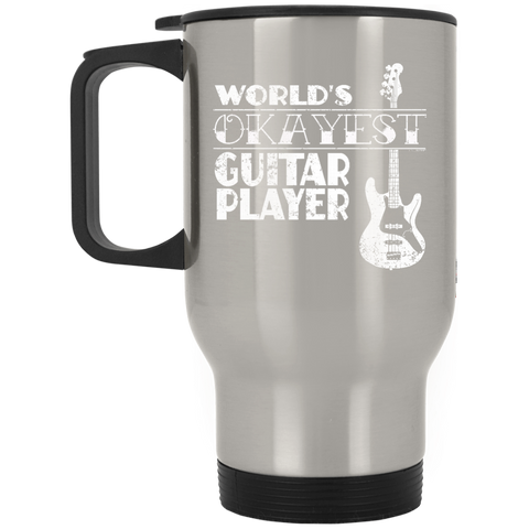 Worlds Okayest Guitar Player T Shirt Guitar Player Gift  XP8400S Silver Stainless Travel Mug