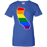 California Rainbow Flag LGBT Community Pride LGBT Shirts  G200L Gildan Ladies' 100% Cotton T-Shirt