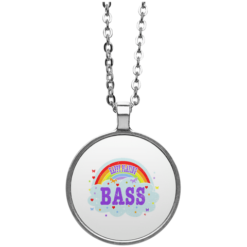 Happy-Playing-Bass-Player-T-Gift Bassist T Gift  UN4686 Circle Necklace