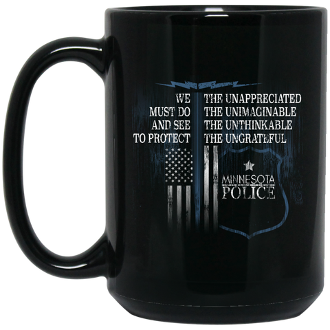 Minnesota Police Support Law Enforcement Retired Police  BM15OZ 15 oz. Black Mug