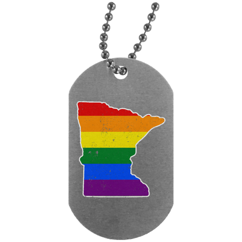 Minnesota Rainbow Flag LGBT Community Pride LGBT Shirts  UN4004 Silver Dog Tag