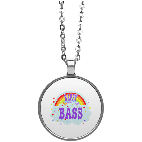 Happy-Playing-Bass-Funny-Bass-Player-Gift Bassist Gift  UN4686 Circle Necklace