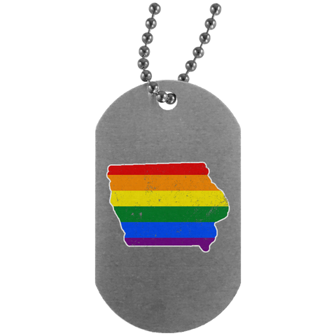 Iowa Rainbow Flag LGBT Community Pride LGBT Shirts  UN4004 Silver Dog Tag