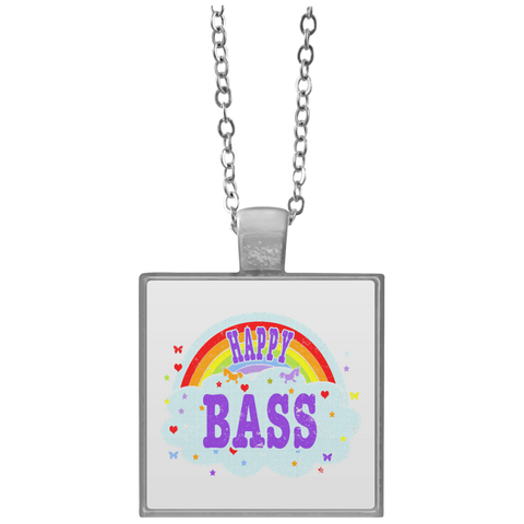 Happy-Playing-Bass-Funny-Bass-Player-Gift Bassist Gift  UN4684 Square Necklace