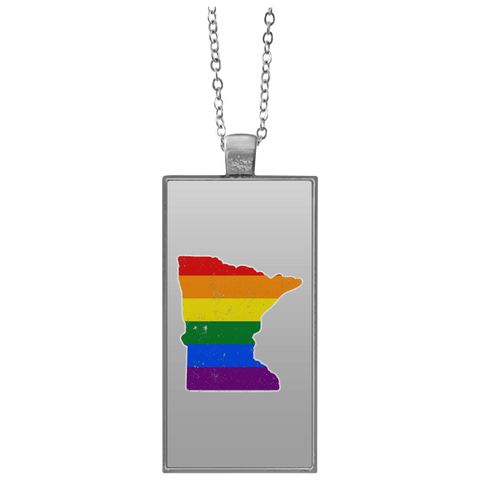 Minnesota Rainbow Flag LGBT Community Pride LGBT Shirts  UN4682 Rectangle Necklace