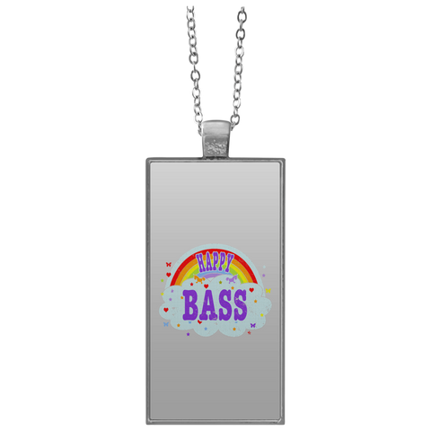 Happy-Playing-Bass-Funny-Bass-Player-Gift Bassist Gift  UN4682 Rectangle Necklace