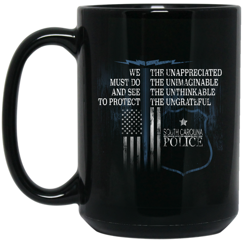 South Carolina Police Support Law Enforcement Retired Police  BM15OZ 15 oz. Black Mug