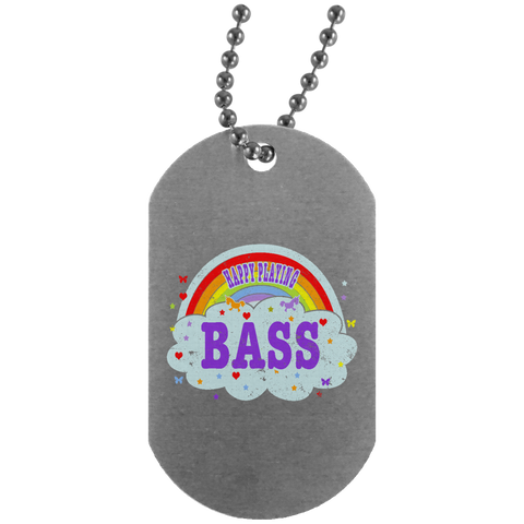 Happy-Playing-Bass-Player-T-Gift Bassist T Gift  UN4004 Silver Dog Tag